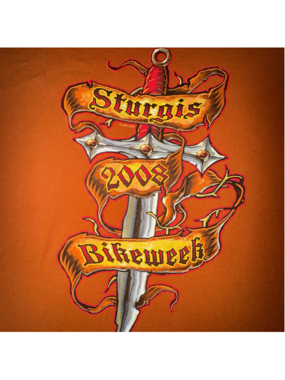 Sturgis Bike Week Shirt Men’s Sz 3XL 2008 Large Dagger Graphic Orange